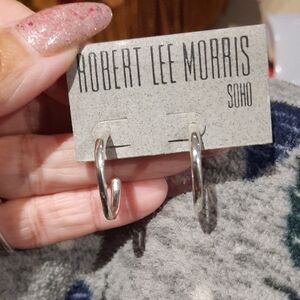 NWT Robert Lee Morris Soho Silver Hoops Rhodium Platef
